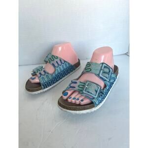 Colors of California Blue Adjustable Buckles Supportive Sole Slide Mule Sandal 8